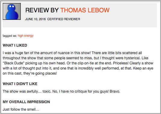 Fringe Review Sample